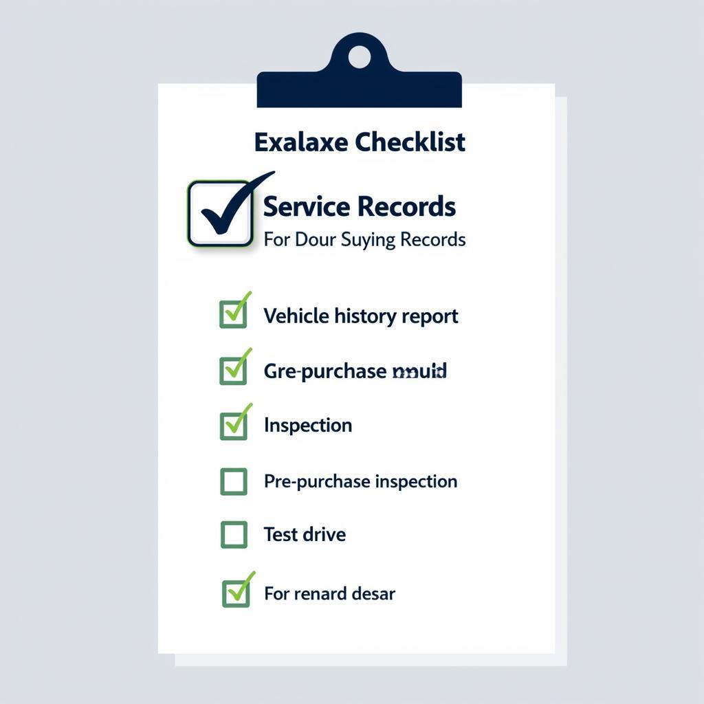 Car Buying Checklist with Service Records Highlighted