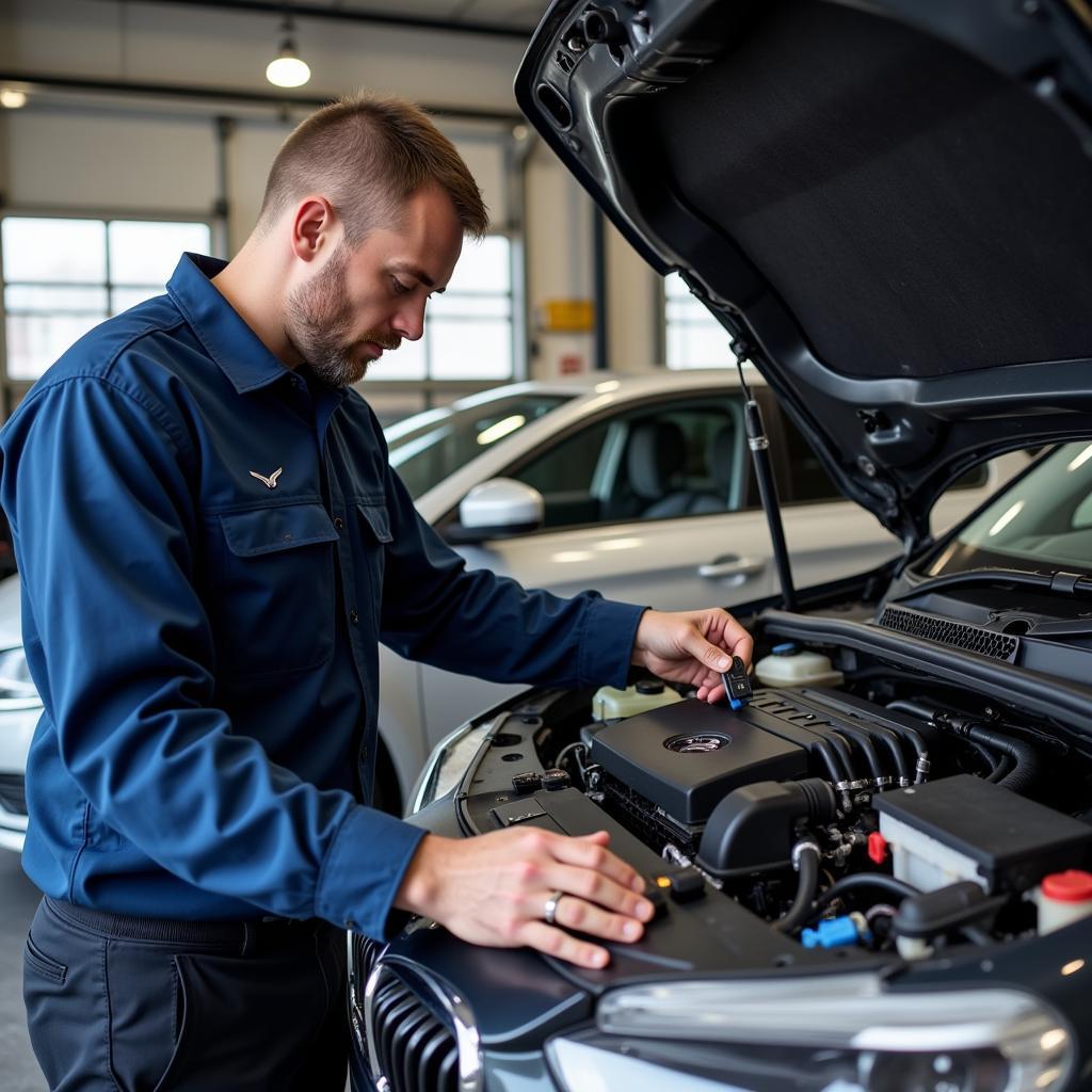 Car being inspected by a car buying service in Solihull