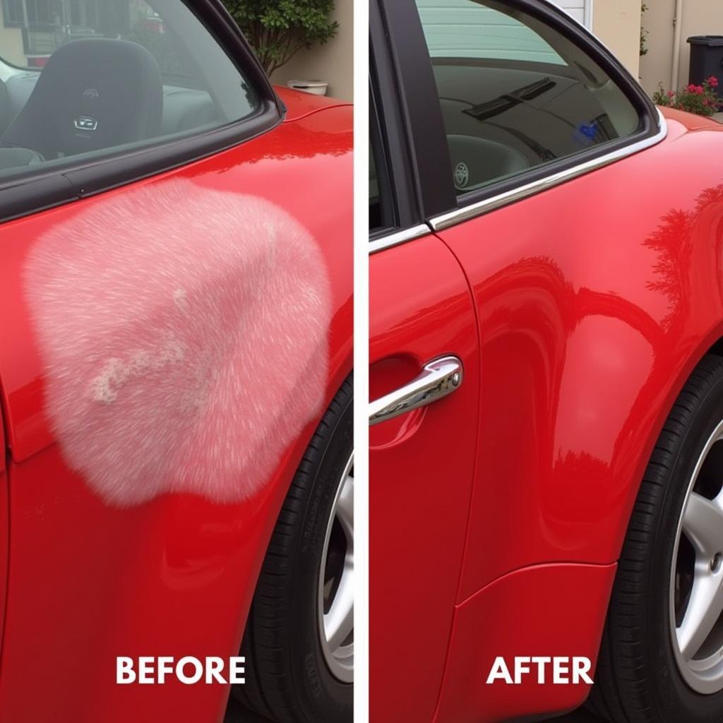 Before and after car compound polish service