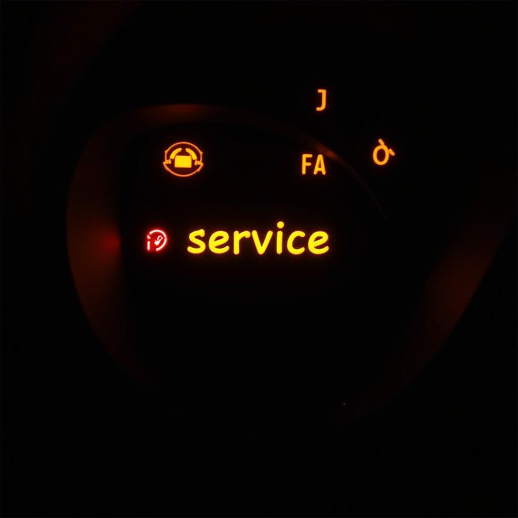 Car Dashboard Showing Service Light