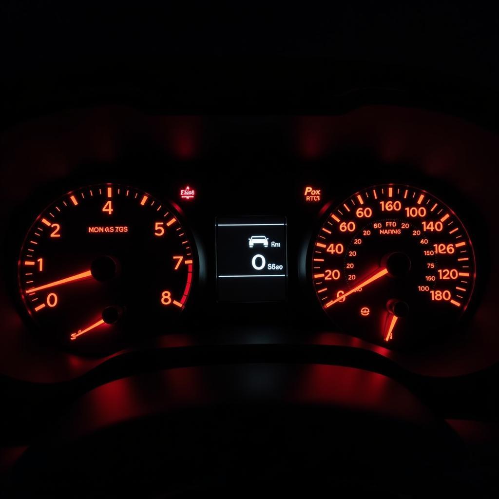 Dashboard displaying multiple warning lights