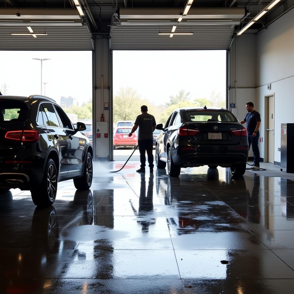 Professional cleaning services keep car dealership service bays clean, organized, and safe.