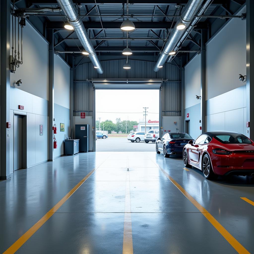 Car Dealership Service Bay with Overnight Car Storage