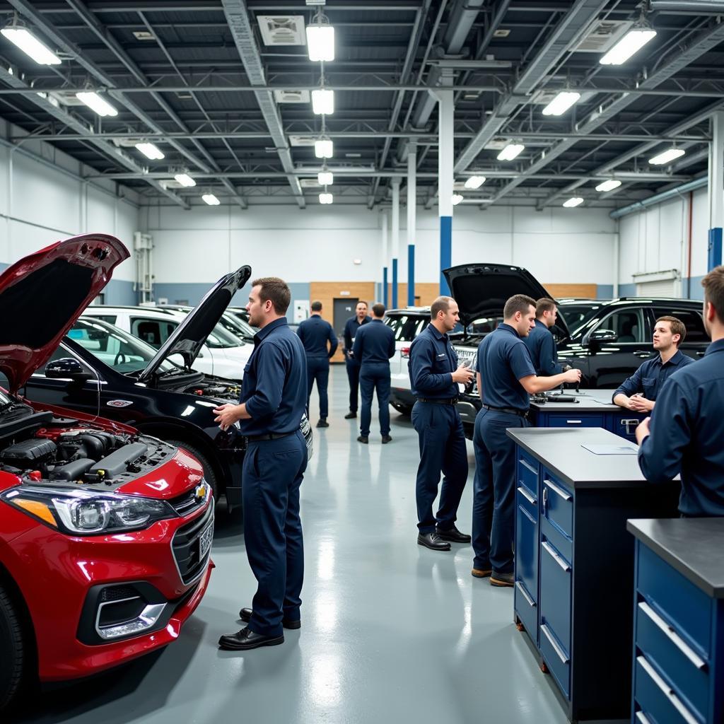 Busy Car Dealership Service Department