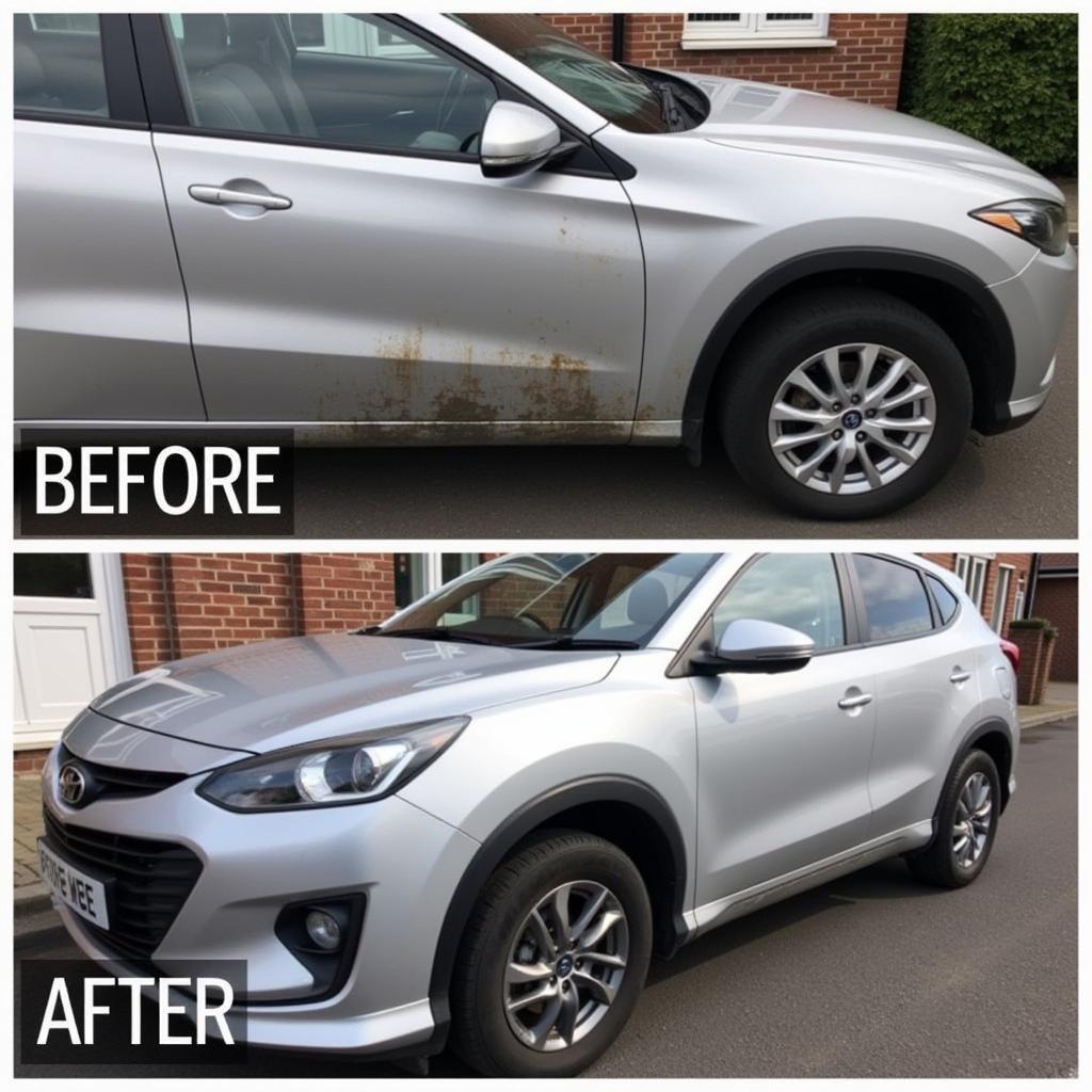 Before and after car deep cleaning in West Sussex