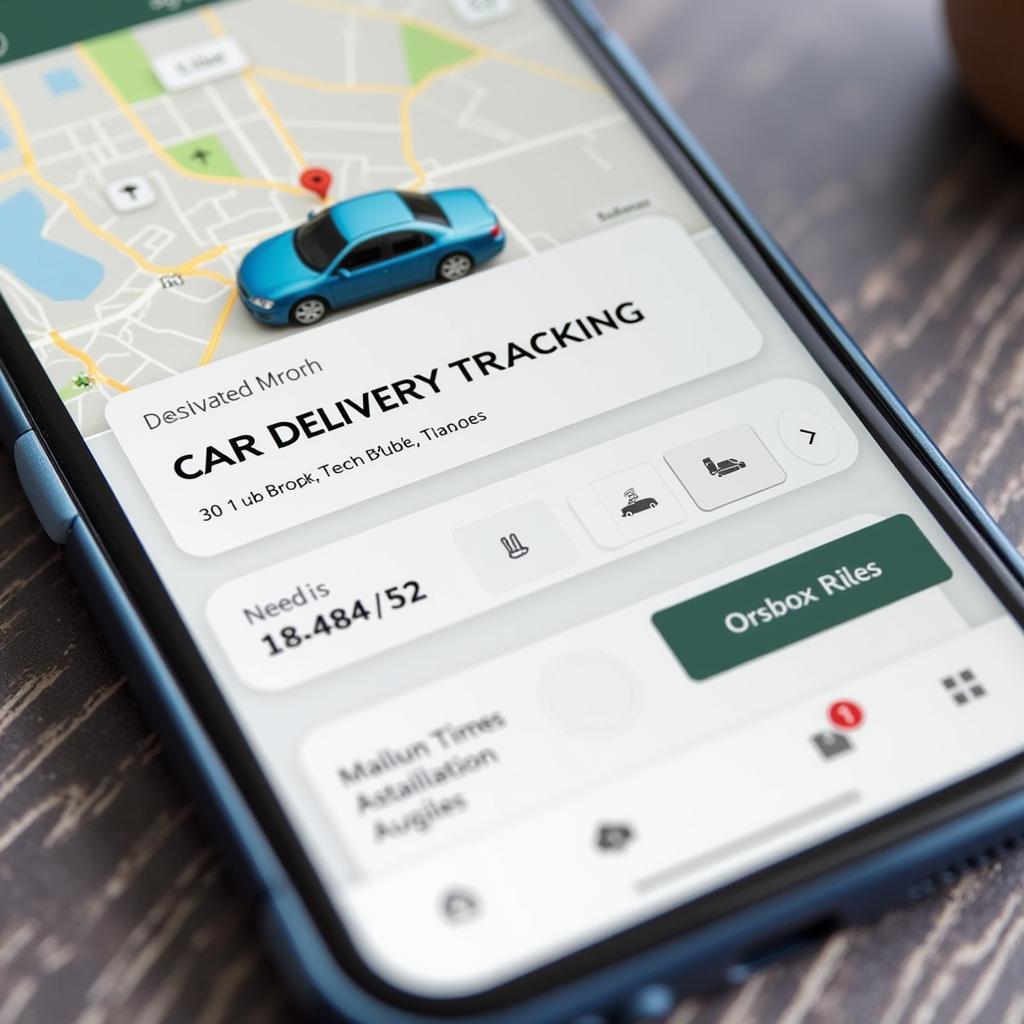 Car delivery service tracking app on a smartphone