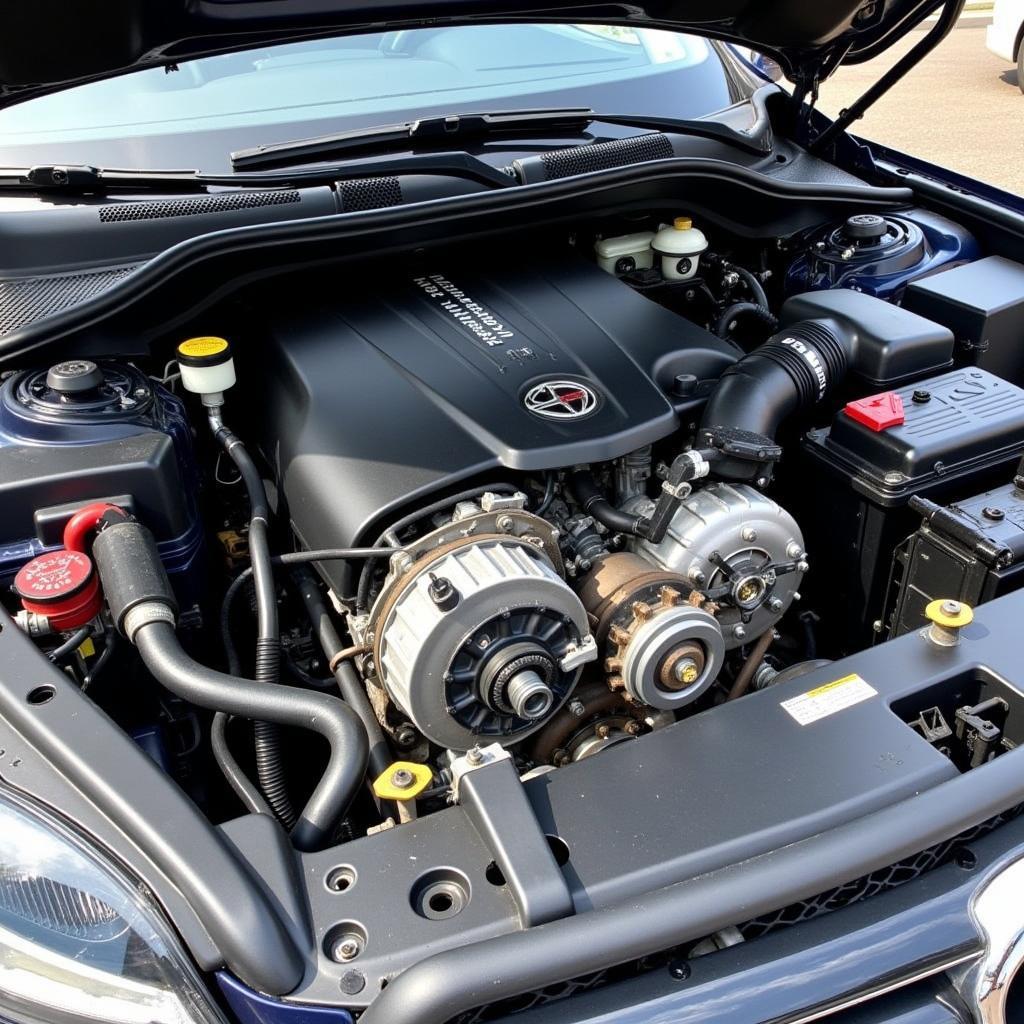 Clean engine bay after detailing service in Chennai.