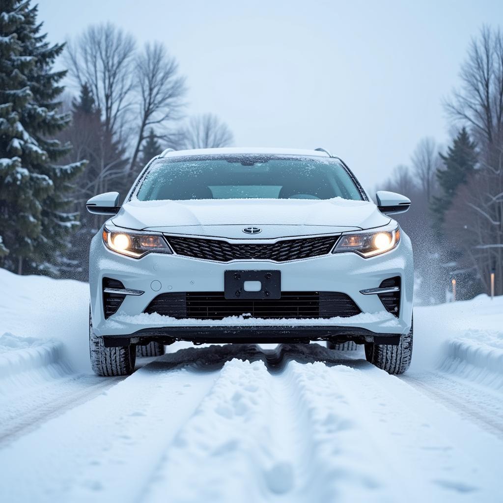 Car Driving in Snow with Traction Control