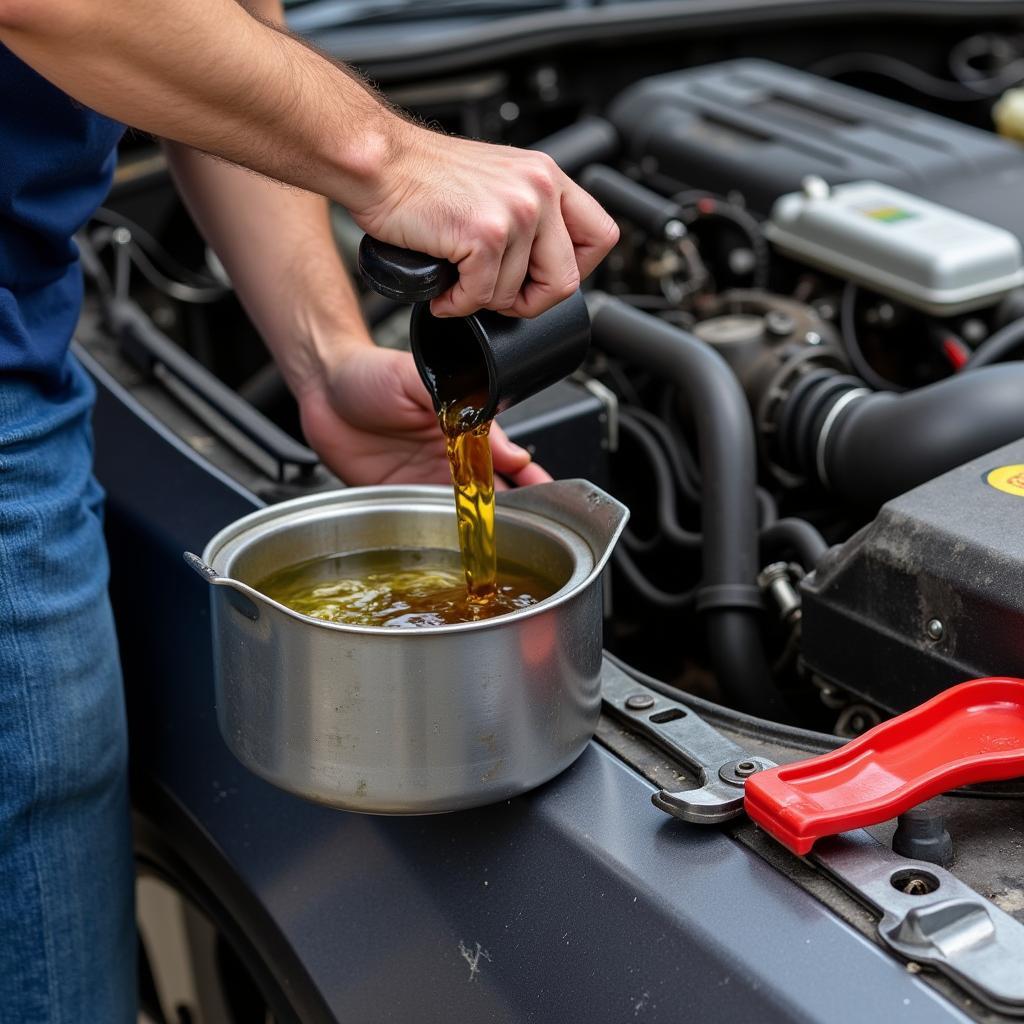 Car engine oil change process