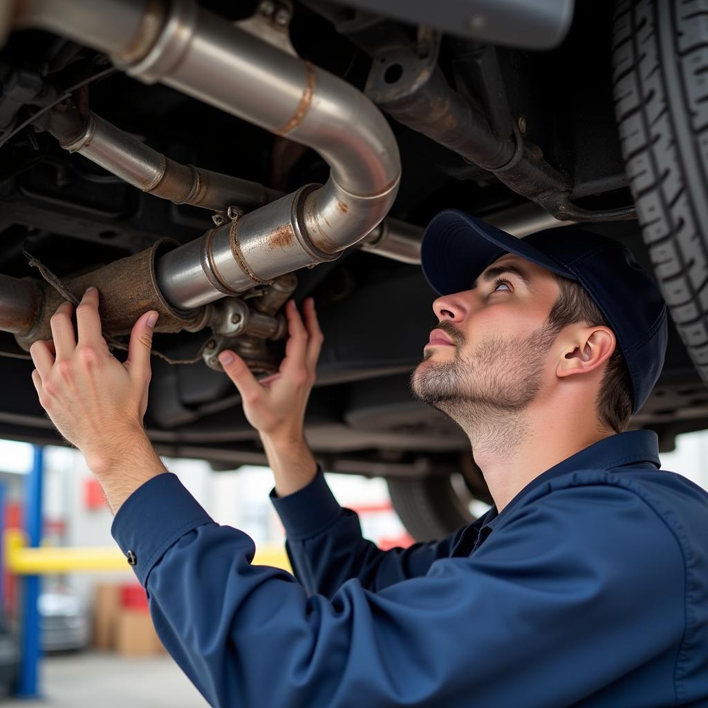 Inspecting Car Exhaust System