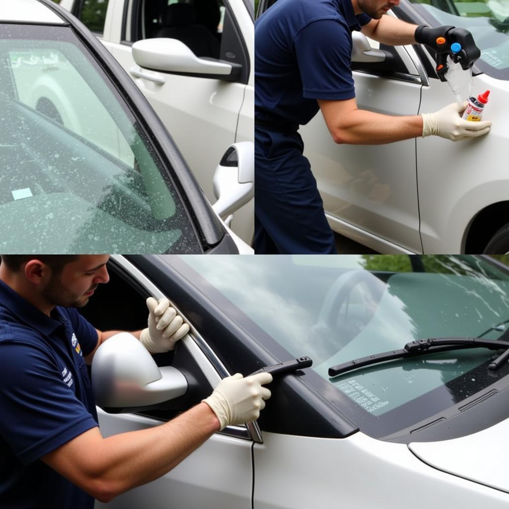 Technician Replacing Car Glass