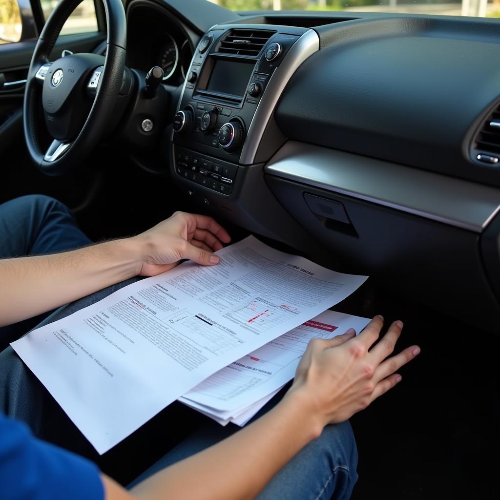 Checking the glove compartment for service records