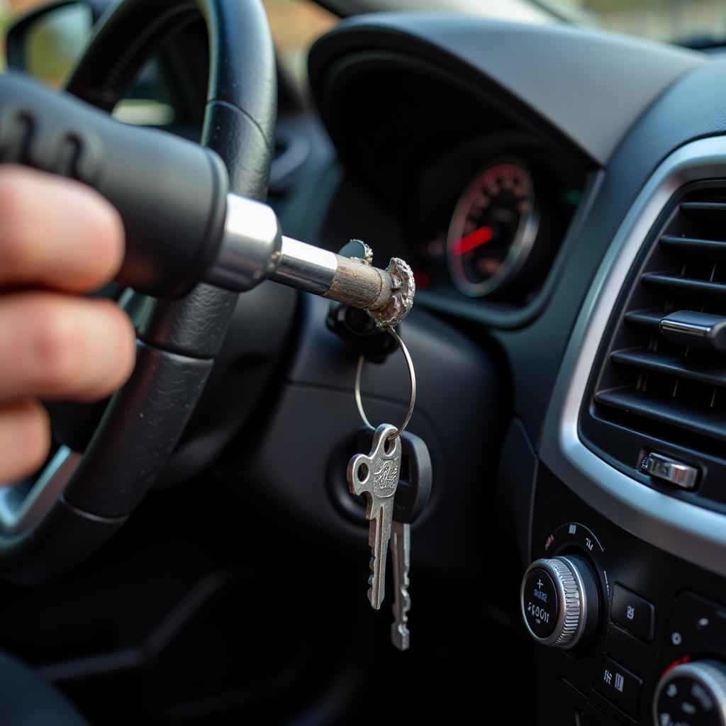 Car Locksmith Extracting a Broken Key