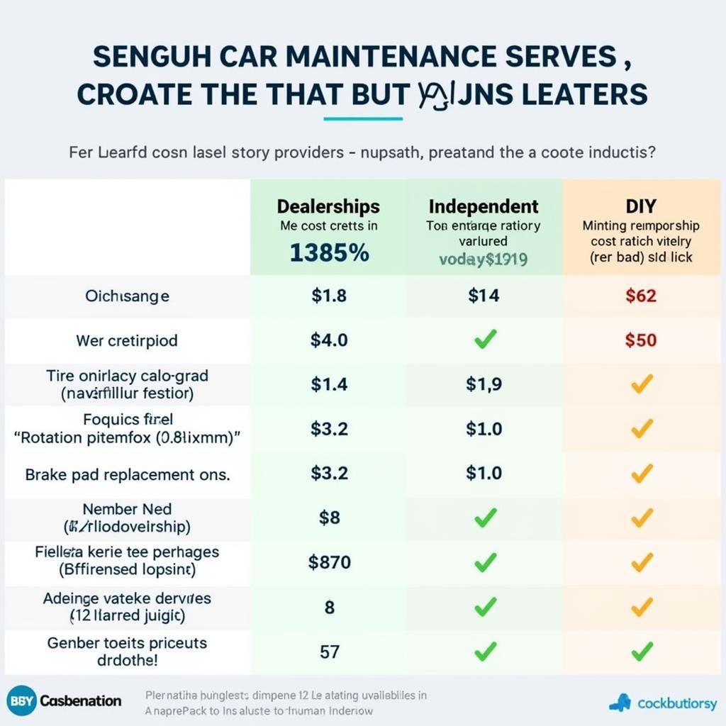 Car Maintenance Cost Comparison Chart