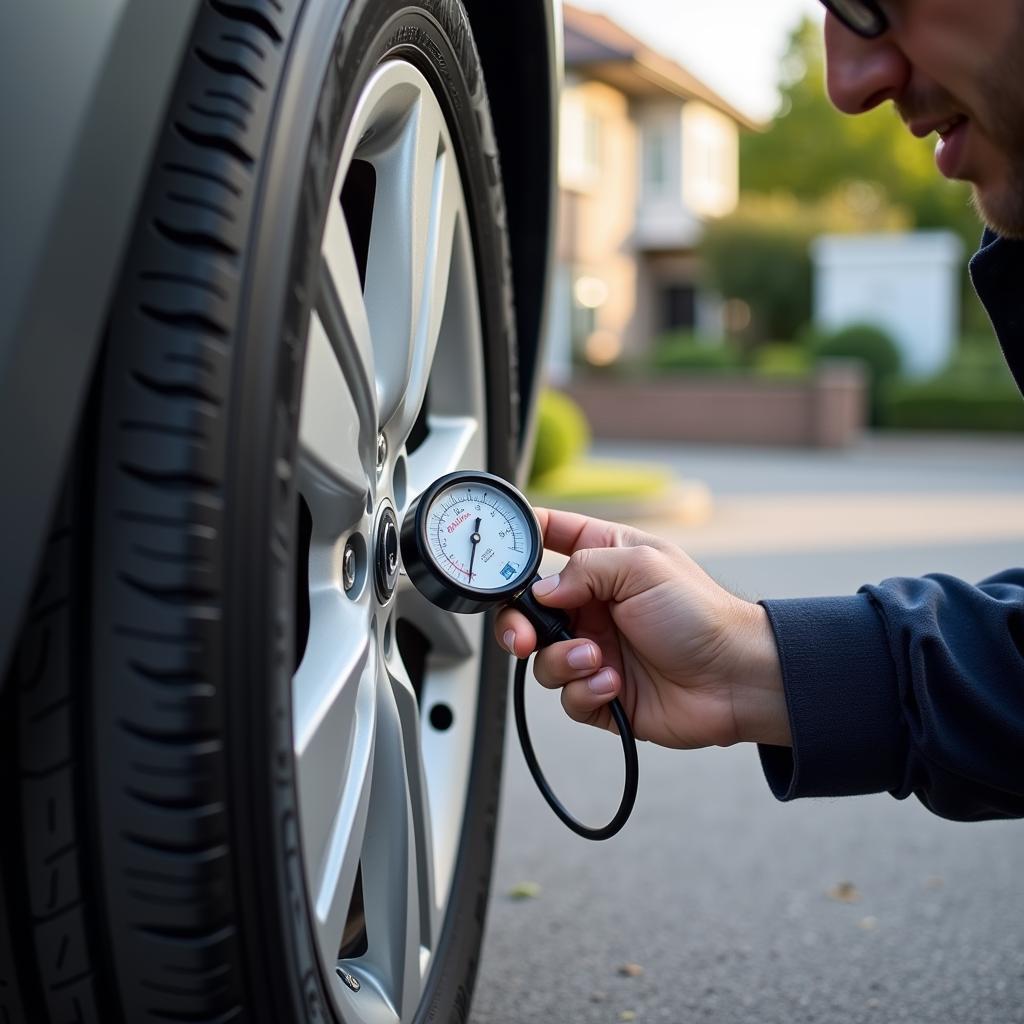 Checking Tire Pressure in Hampton