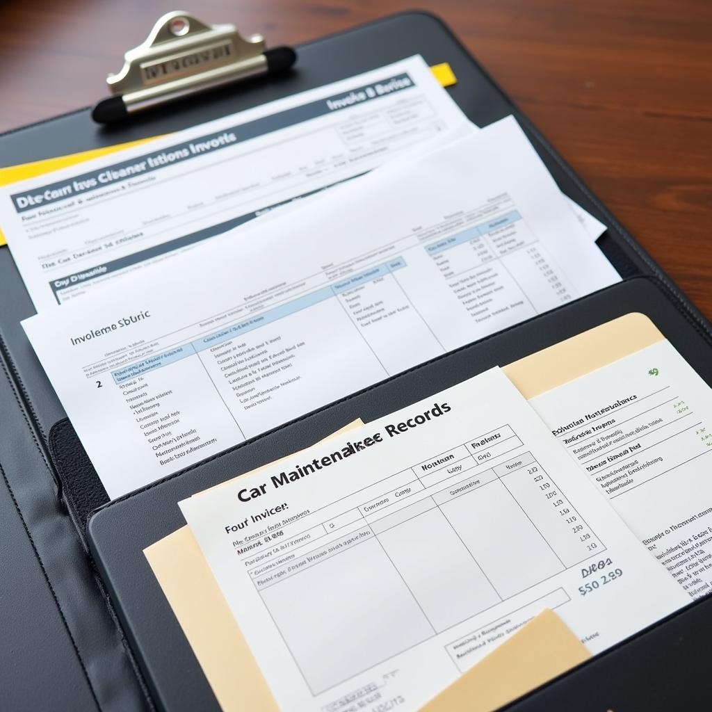 Car maintenance records: Organized file