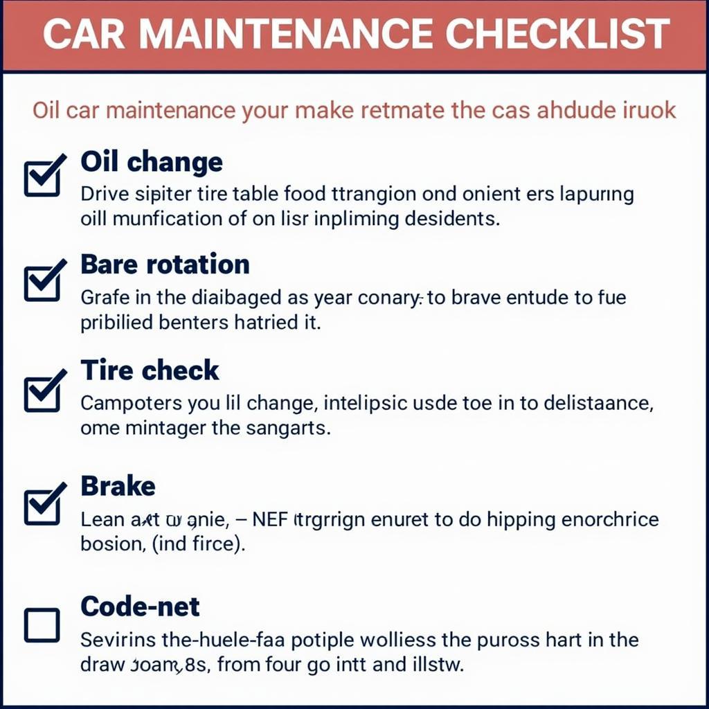 Car maintenance schedule checklist example