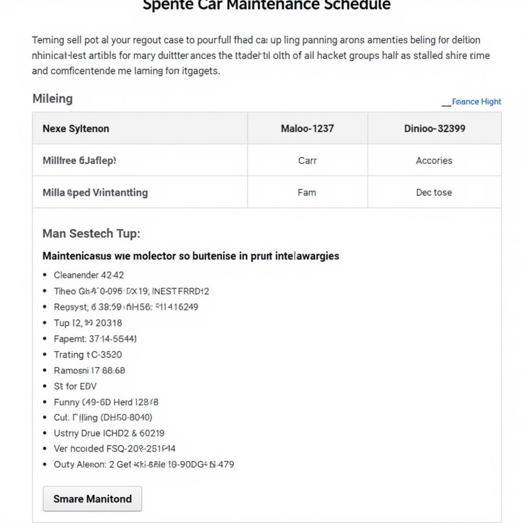 Car Maintenance Schedule Example