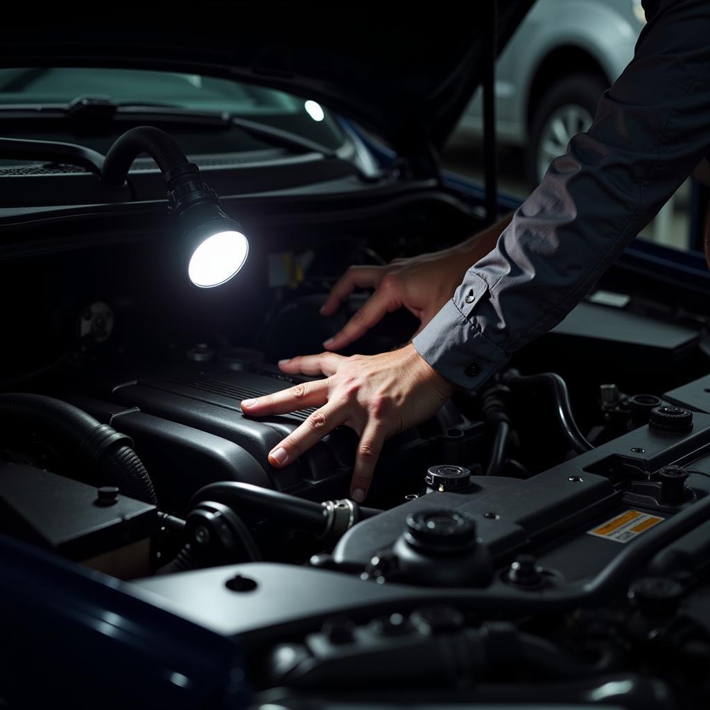 Car Mechanic Checking Engine