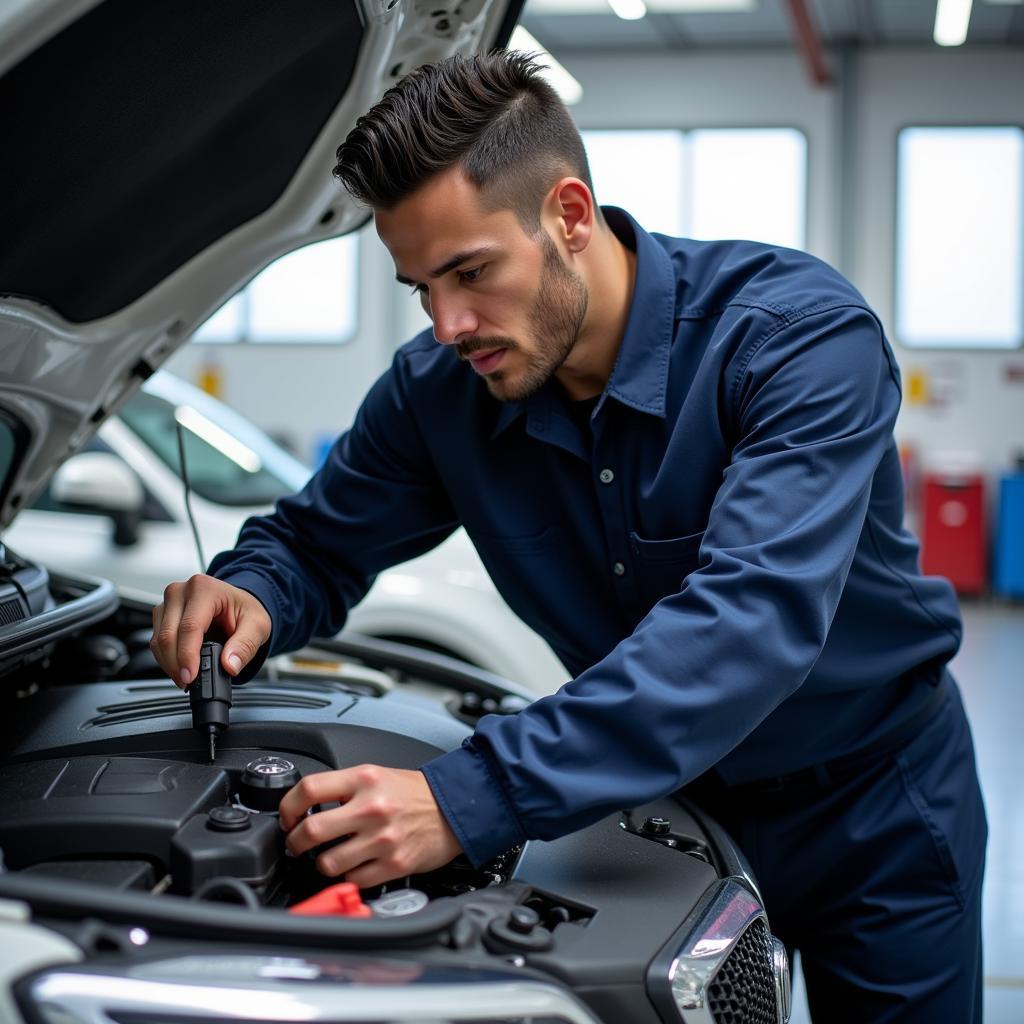 Mechanic Checking Engine in Doha