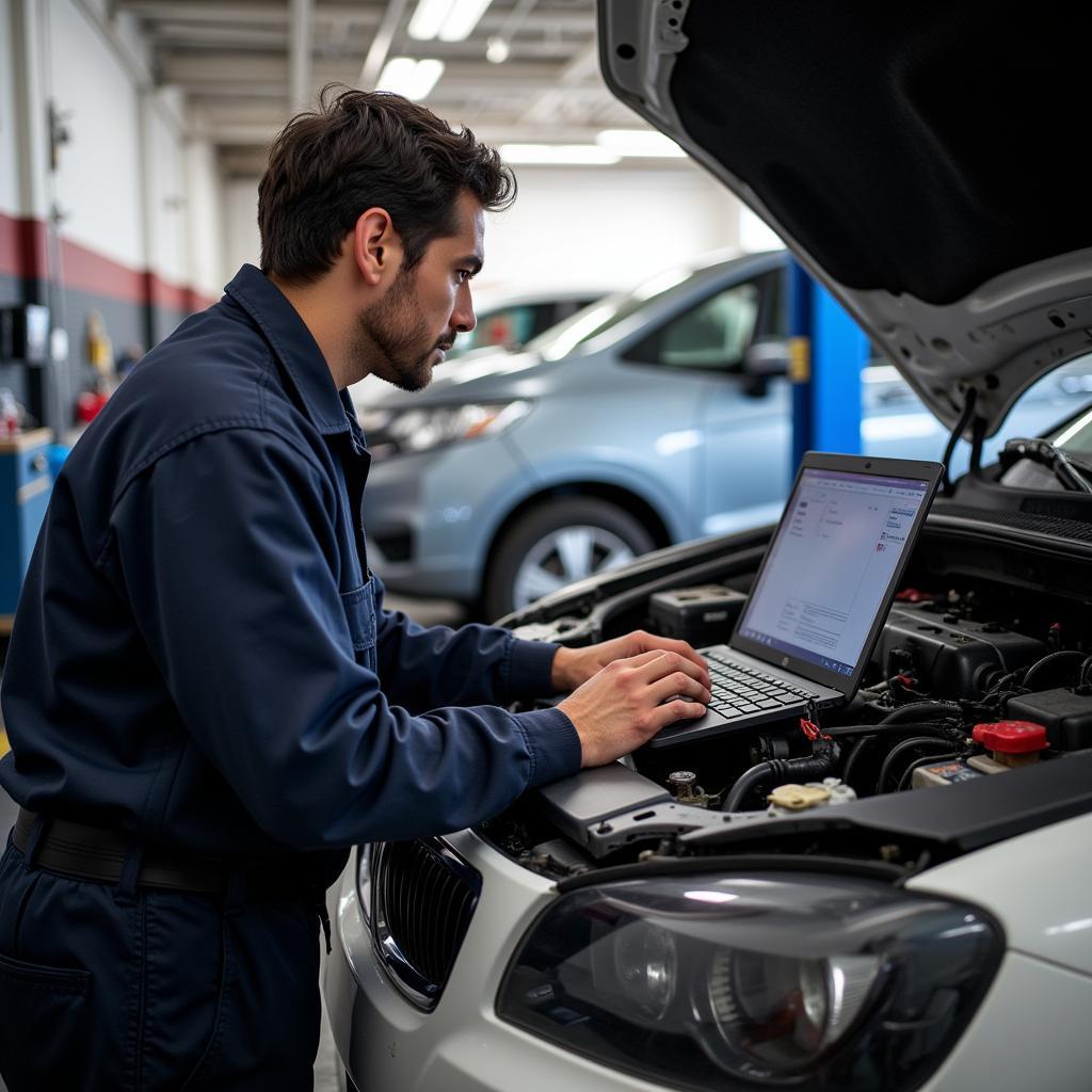 Car Mechanic Performing Diagnostic Test in Bay Ridge