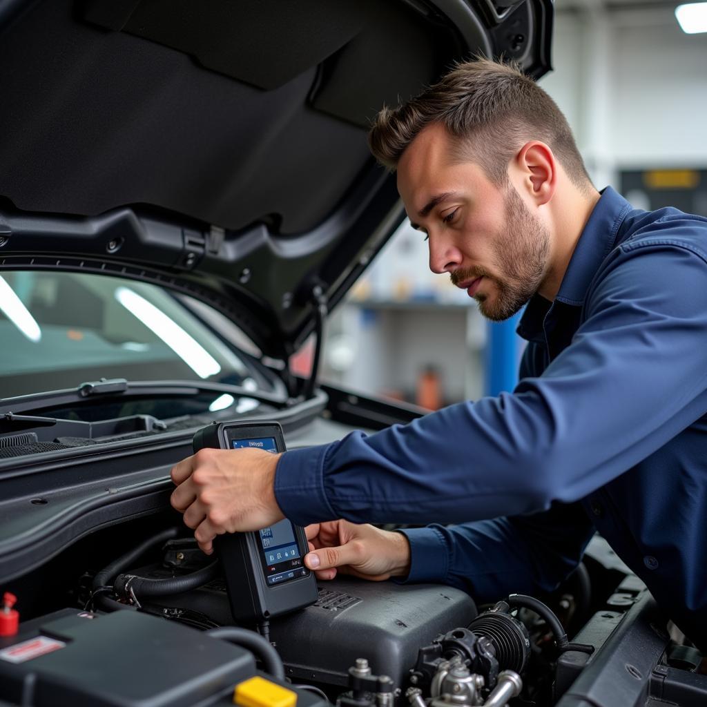 Car Mechanic Performing a Vehicle Inspection