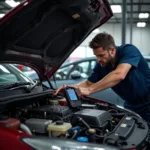 Car Mechanic Performing Inspection