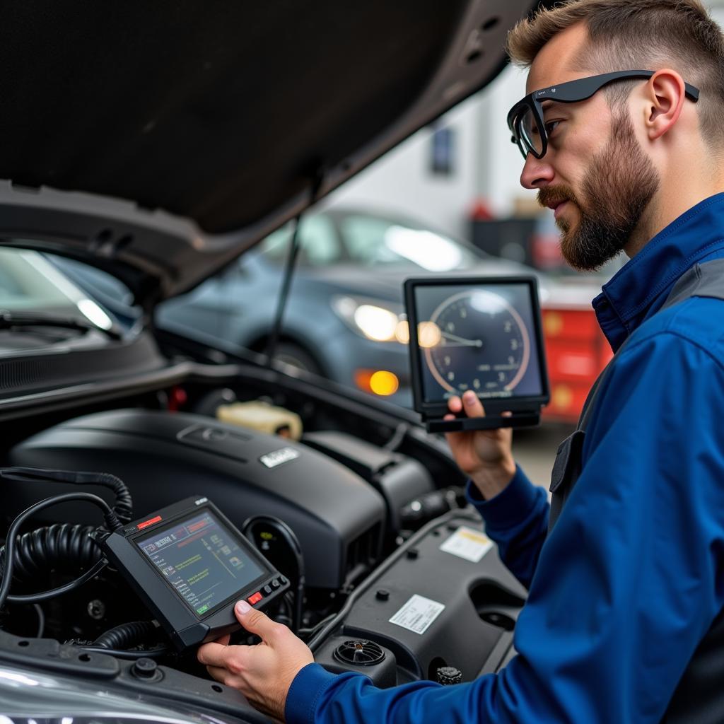 Car Mechanic Performing Service