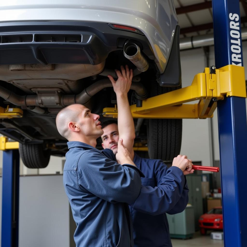 Car Muffler Replacement in a Botany Workshop