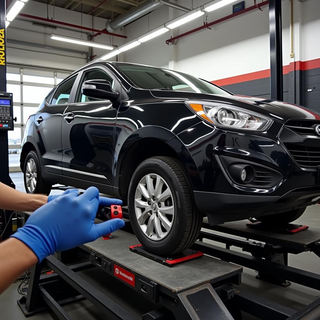 Car Undergoing Alignment Service