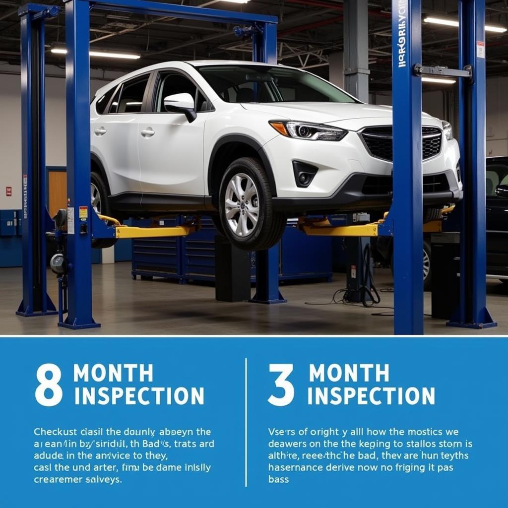 Vehicle on a Lift in a Service Bay for a 6-Month Inspection