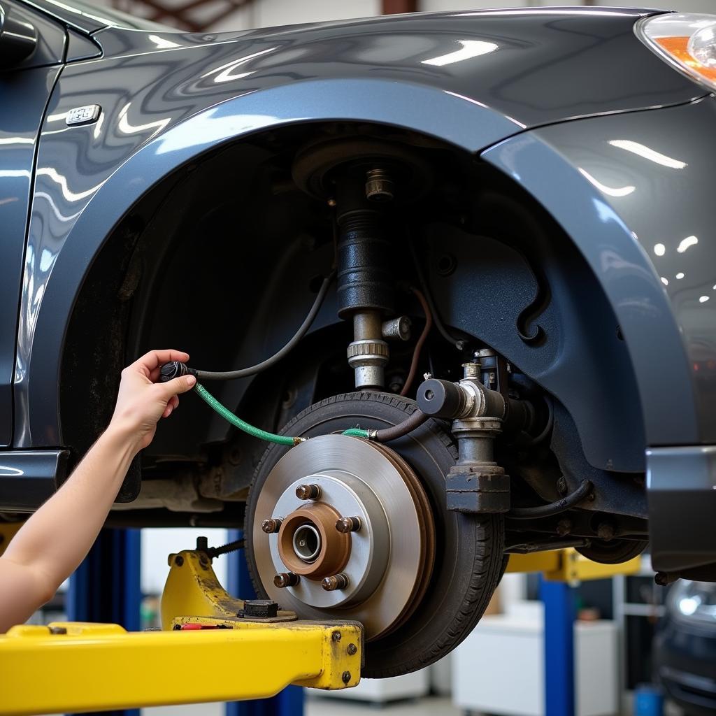 Car on Lift for Inspection