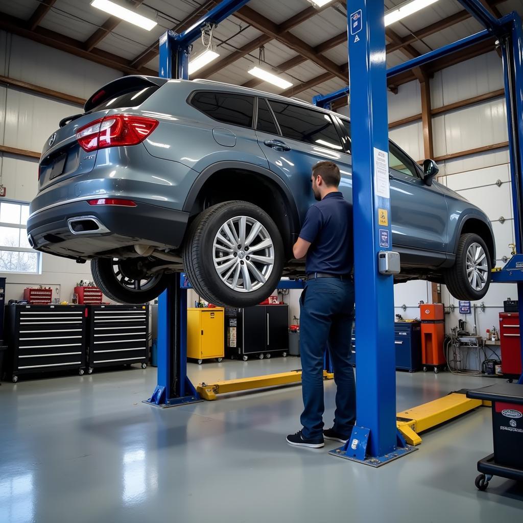 Car on Lift for Service