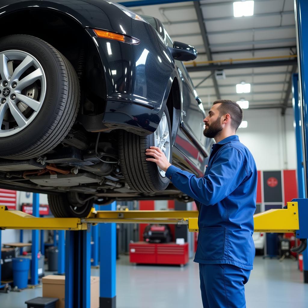 Car on Lift for Service