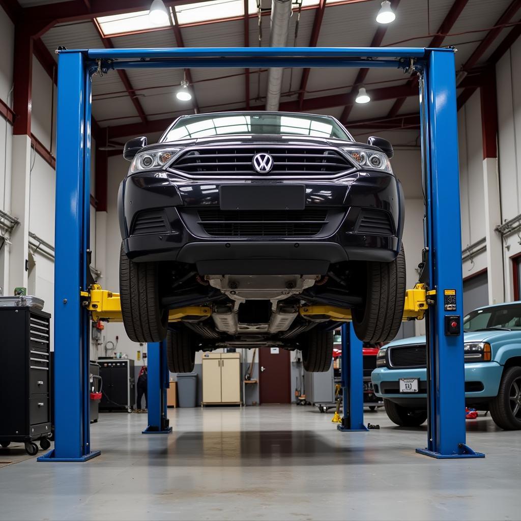 Car on Lift for Service