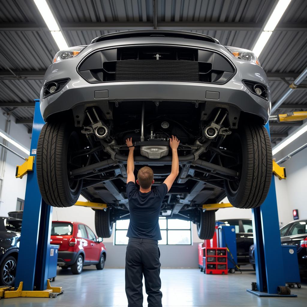 Car on Lift for Service