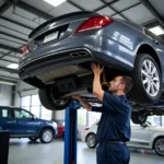 Car on Lift for Service