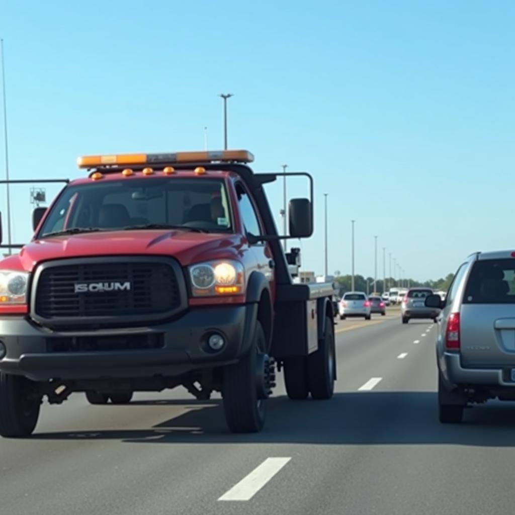 Car On Road Service: Tow Truck Arriving