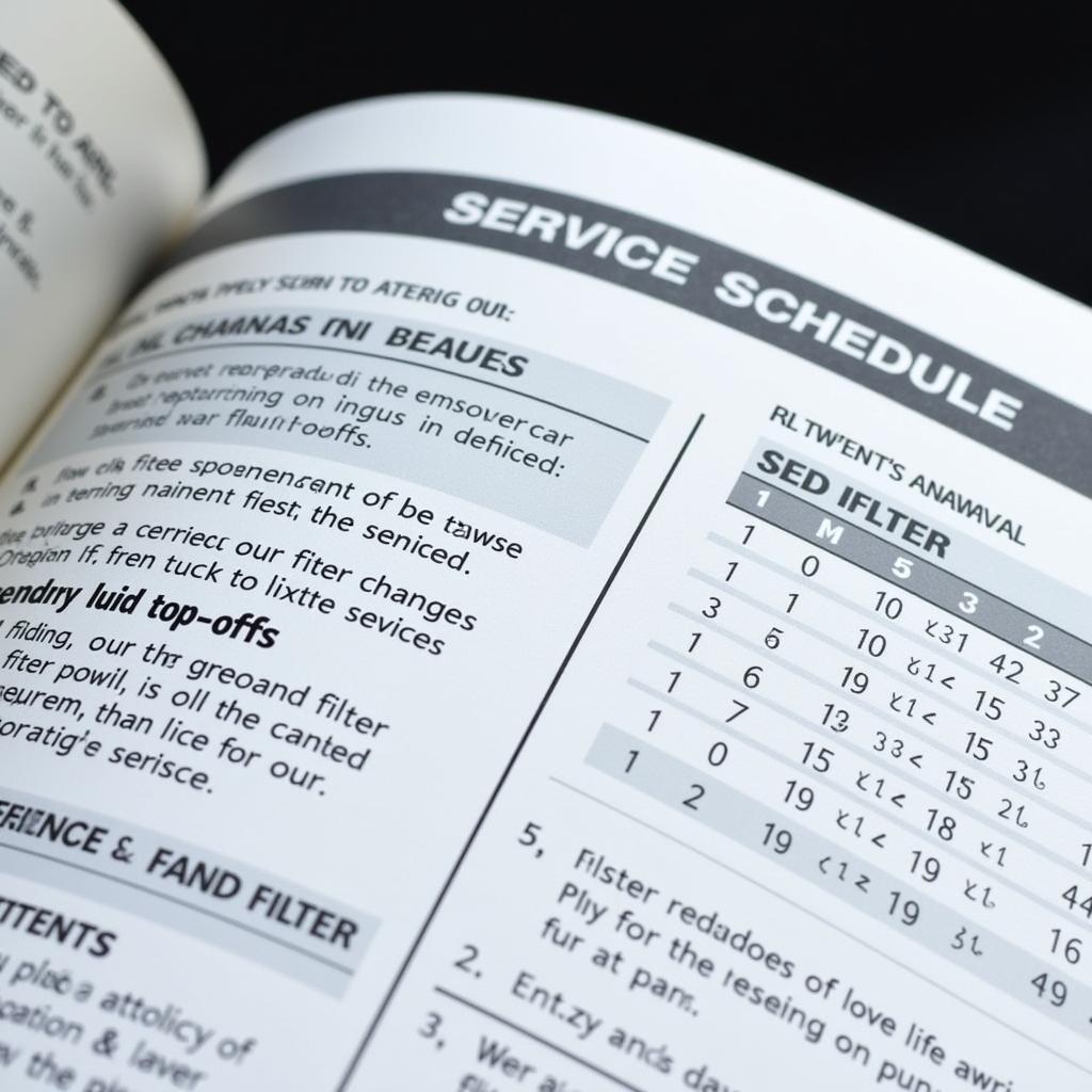 Car Owner's Manual with Service Schedule Highlighted