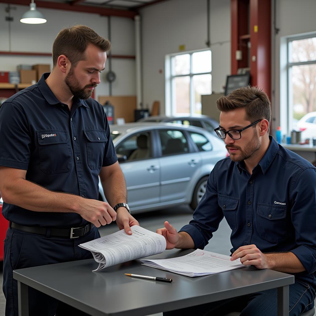 Car Owner Reviewing Repair Estimate