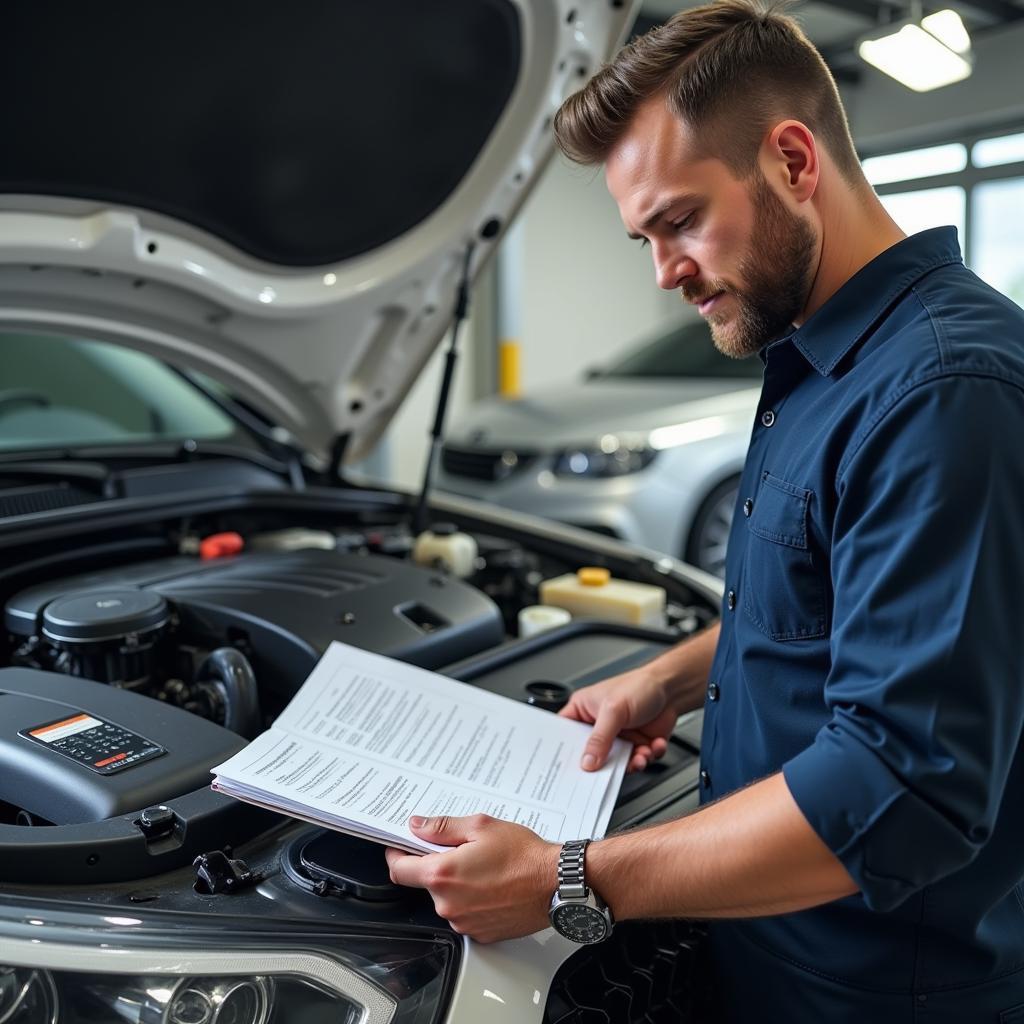 Car Owner Reviewing Service Records