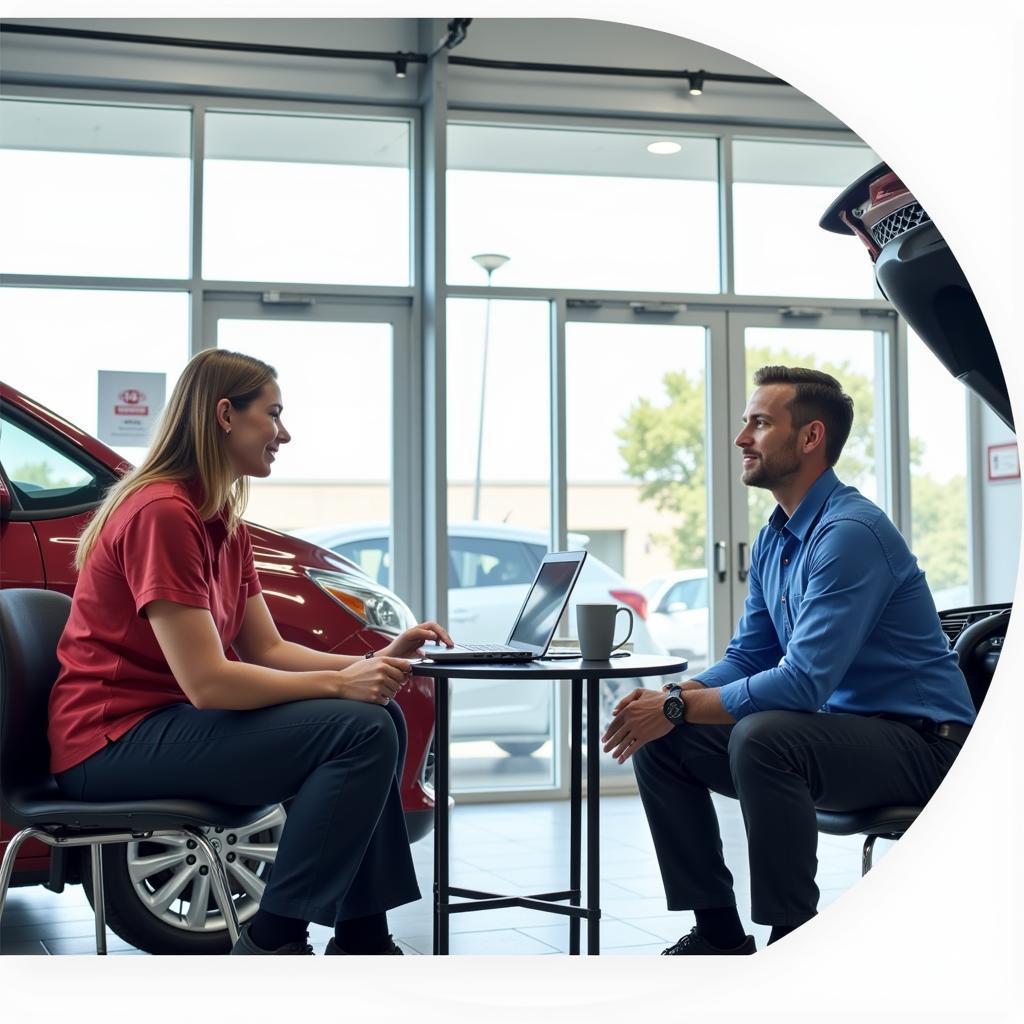 Car Owner Talking to Service Advisor