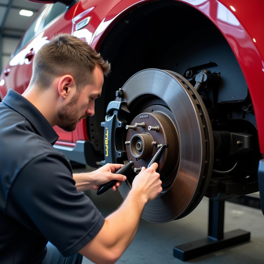 Mechanic Checking Brakes During Pre-Purchase Inspection Near Walthamstow