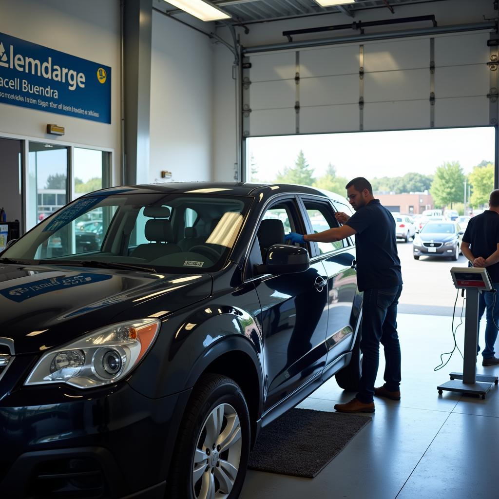 Car Being Serviced for Recall at Dealership