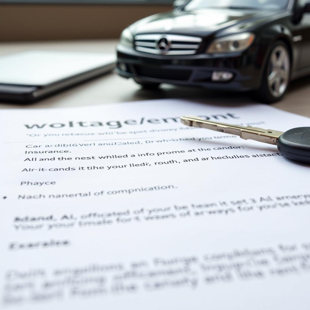 Car Rental Agreement and Key