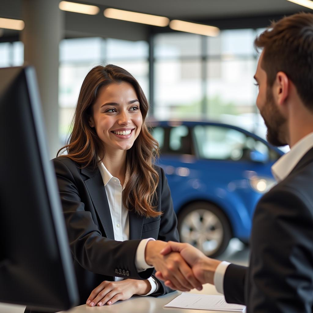 Car Rental Customer Service Representative Assisting a Customer