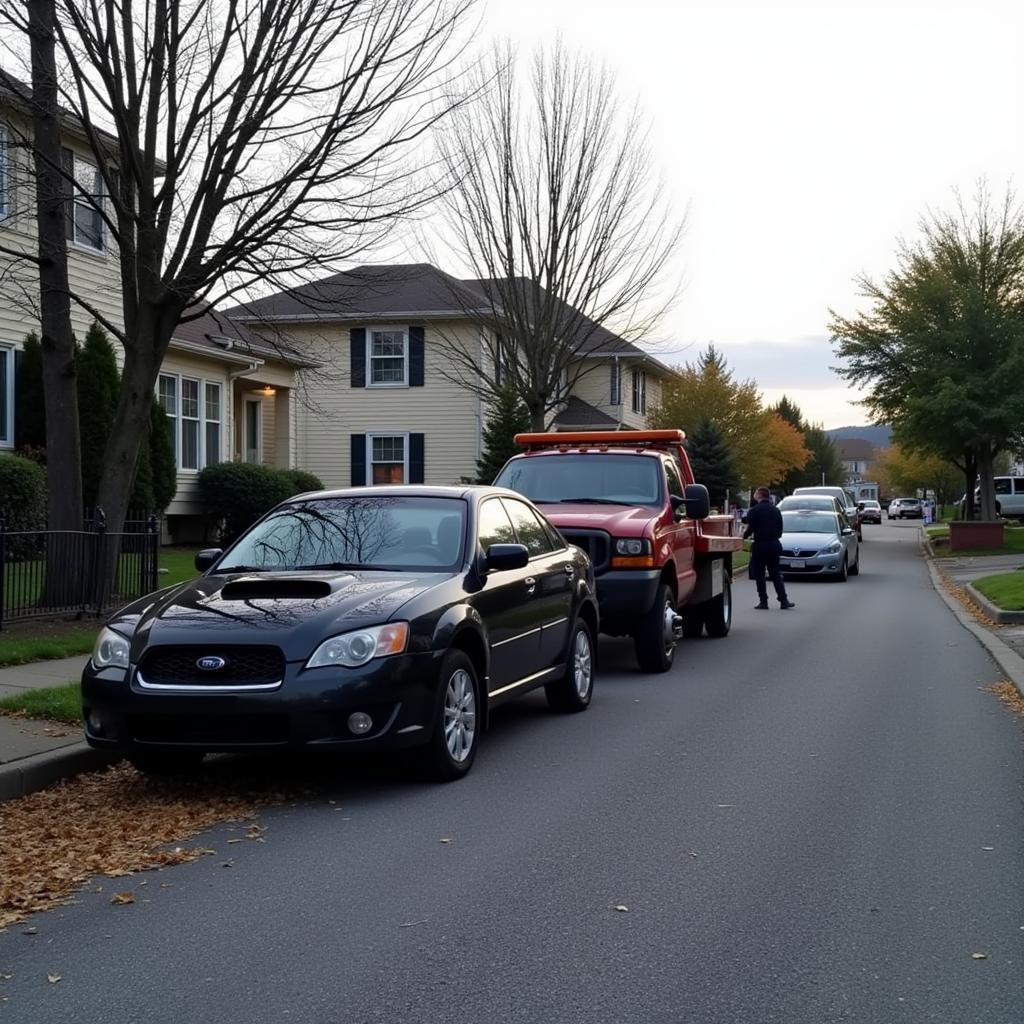 Tow Truck Arriving at the Scene of a Breakdown