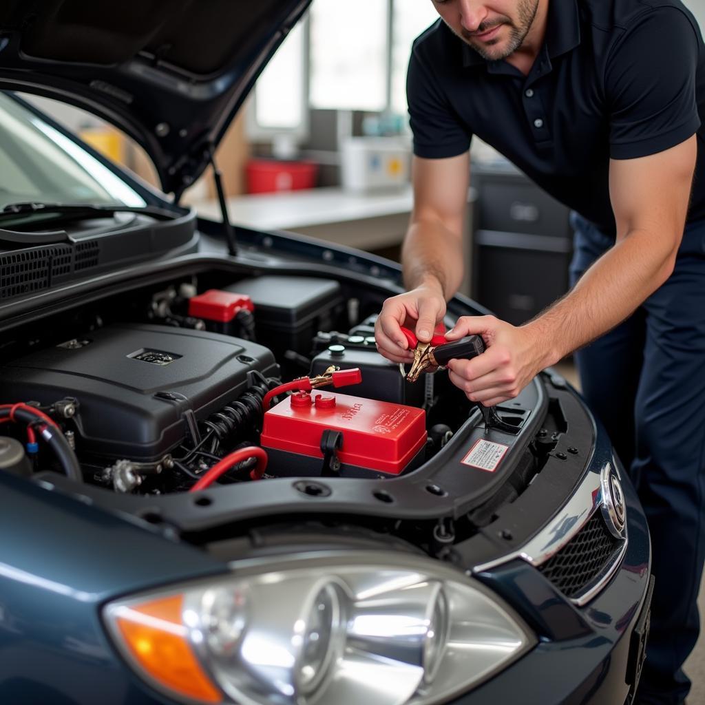 Technician Performing a Jump Start