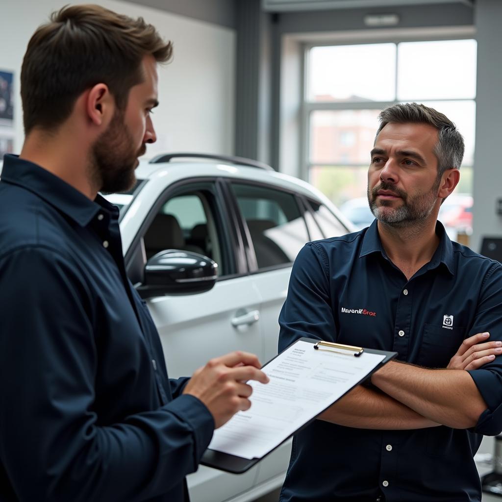 Car Service Advisor Talking to Customer