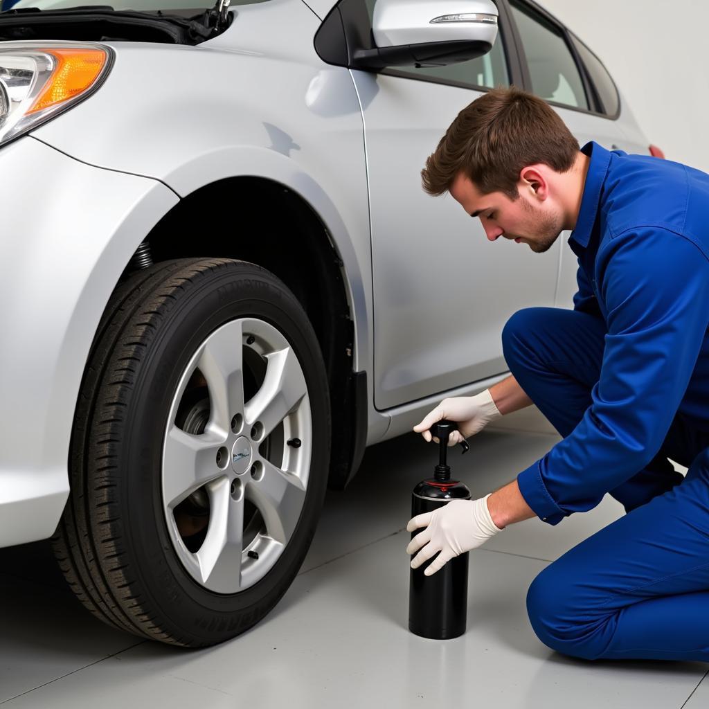 Routine car maintenance being performed in Airdrie